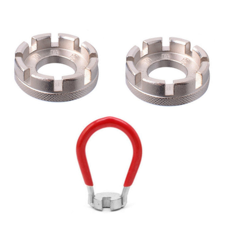 2 Silver 8 Port+Red Wrench Chrome Molybdenum Steel Mountain Bike Spoke Wrench Set by buy2fix