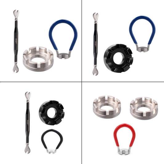 2 Silver 8 Port+Red Wrench Chrome Molybdenum Steel Mountain Bike Spoke Wrench Set - Maintenance tools by buy2fix | Online Shopping UK | buy2fix