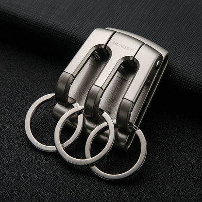HONEST 3-ring Car Keychain Waist-hanging Anti-loss Keychain For Men(Gray) - Key Rings by HONEST | Online Shopping UK | buy2fix
