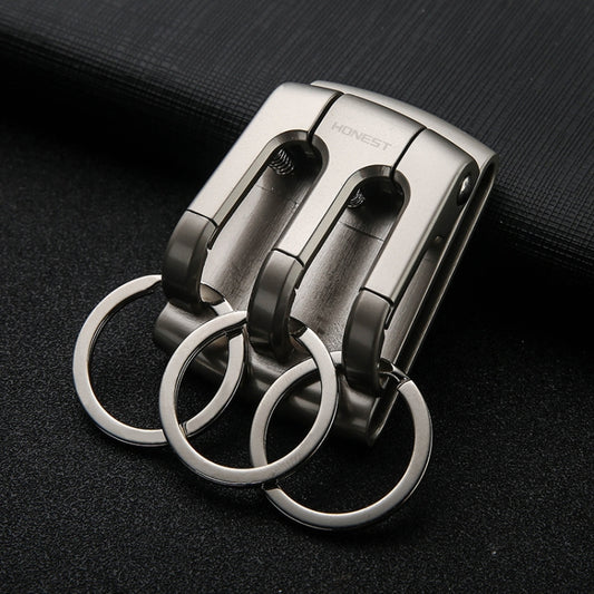 HONEST 3-ring Car Keychain Waist-hanging Anti-loss Keychain For Men(Gray) - Key Rings by HONEST | Online Shopping UK | buy2fix
