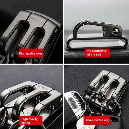 HONEST 3-ring Car Keychain Waist-hanging Anti-loss Keychain For Men(Black) - Key Rings by HONEST | Online Shopping UK | buy2fix