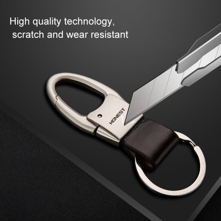 HONEST Leather Car Keychain Simple Circle Ring Pendant Keychain(Black) - Key Rings by HONEST | Online Shopping UK | buy2fix
