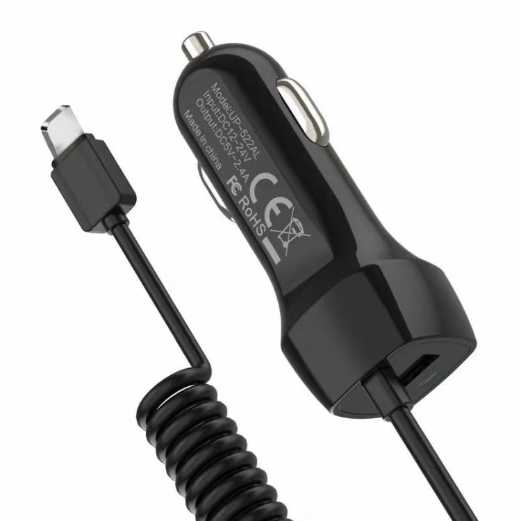 522AL Fast Charging With Cable Car Charging, Output Interface: 8 Pin (Black) - Car Charger by buy2fix | Online Shopping UK | buy2fix