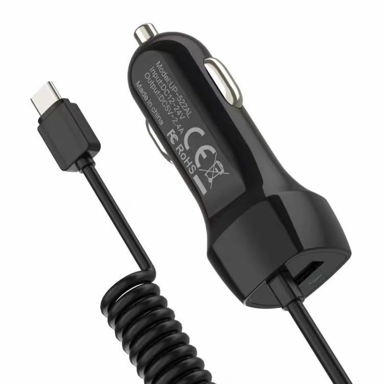 522AL Fast Charging With Cable Car Charging, Output Interface: Type-C/USB-C (Black) - Car Charger by buy2fix | Online Shopping UK | buy2fix