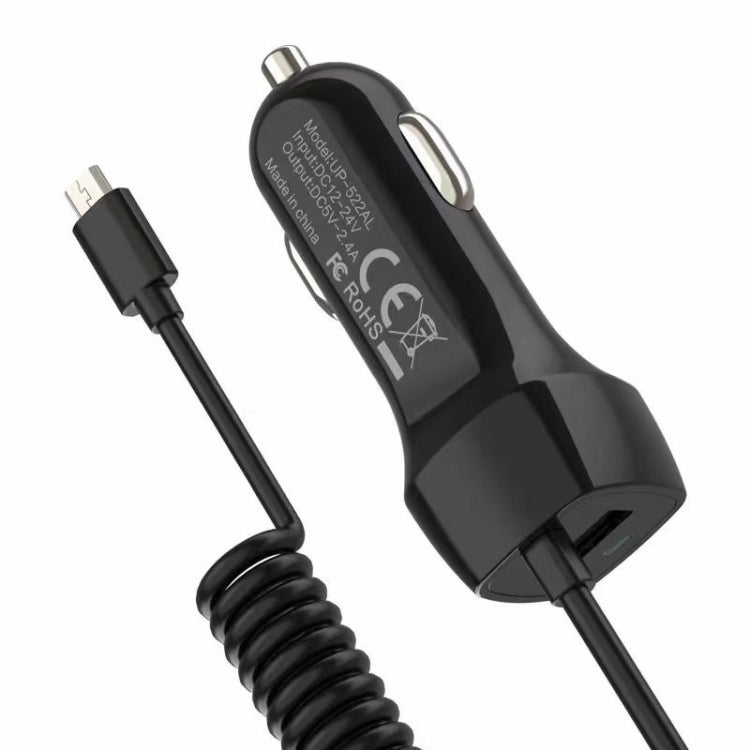 522AL Fast Charging With Cable Car Charging, Output Interface: Micro USB (Black) - Car Charger by buy2fix | Online Shopping UK | buy2fix