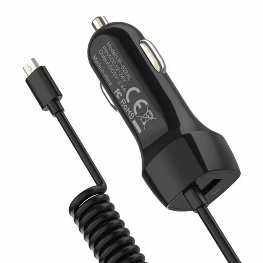 522AL Fast Charging With Cable Car Charging, Output Interface: Micro USB (Black) - Car Charger by buy2fix | Online Shopping UK | buy2fix