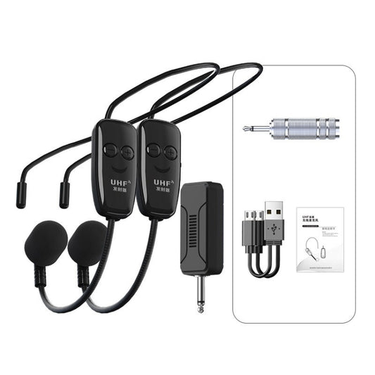 One For Two Outdoor Wireless Microphone Audio Headset Amplifier Loudspeaker(Black) - Microphone by buy2fix | Online Shopping UK | buy2fix