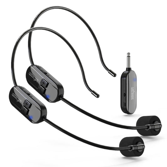 1 for 2 6.35mm Interface Wireless Head-Mounted Condenser Microphone Anti-Howling Loudspeaker - Microphone by buy2fix | Online Shopping UK | buy2fix