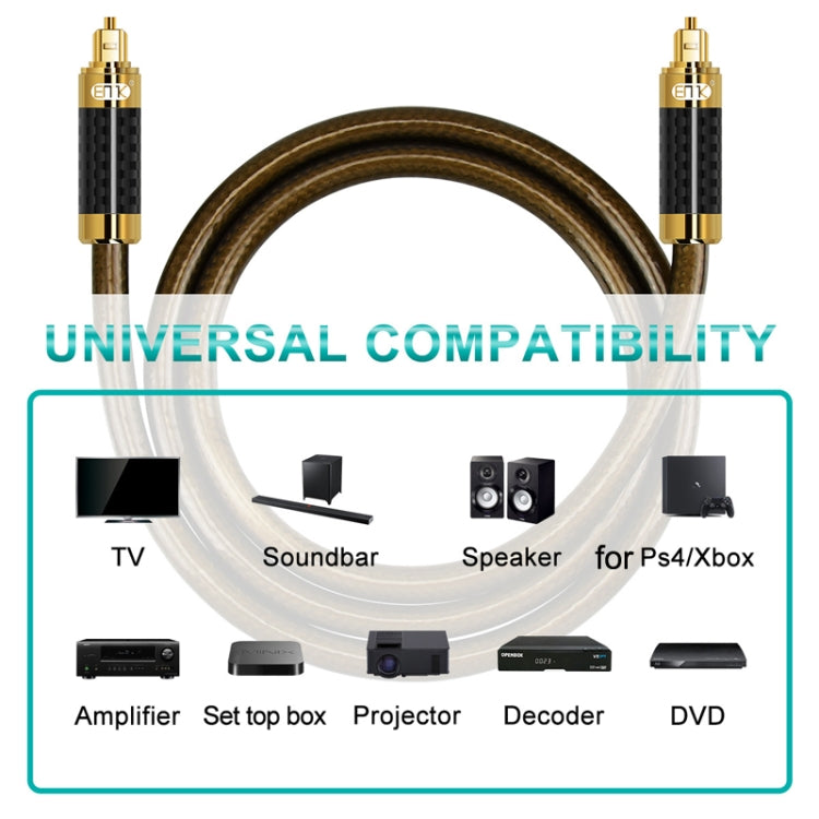 EMK GM/A8.0 Digital Optical Fiber Audio Cable Amplifier Audio Gold Plated Fever Line, Length: 1m(Transparent Coffee) - Audio Optical Cables by EMK | Online Shopping UK | buy2fix