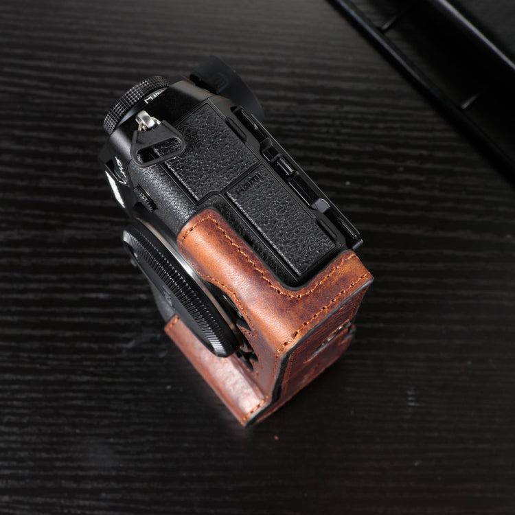 For FUJIFILM X-T5 Camera Cowhide Bag Anti-scratch Protective Case Base Cover(Brown) by buy2fix