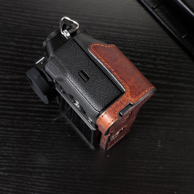 For FUJIFILM X-T5 Camera Cowhide Bag Anti-scratch Protective Case Base Cover(Brown) by buy2fix
