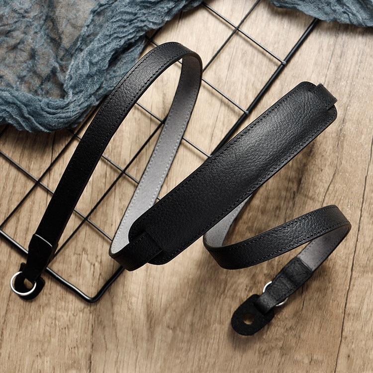 Outdoor Photography Cowhide Leather Camera Shoulder Hanging Neck Winding Strap, Spec: Pure Leather (Black) by buy2fix