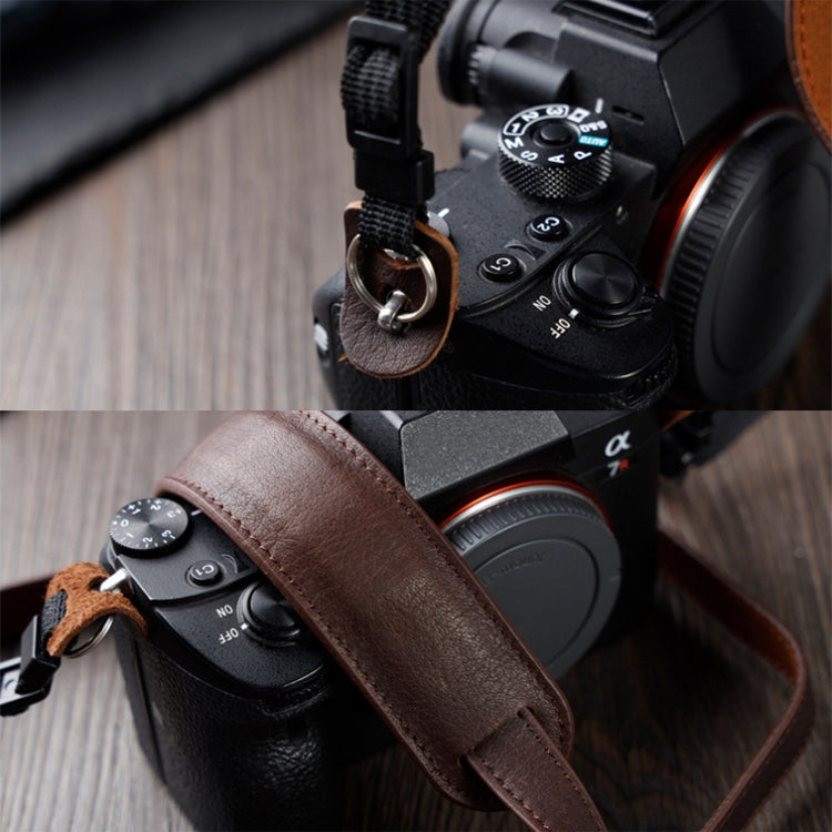 Outdoor Photography Cowhide Leather Camera Shoulder Hanging Neck Winding Strap, Spec: Pure Leather (Black) by buy2fix