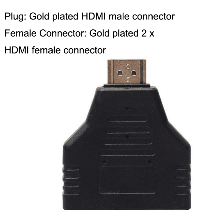 5pcs HDMI Male To 2 HDMI Female Adapter HD Computer Conversion Transformation Plug(Black) by buy2fix