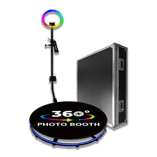 68cm RGB Fill Light Photo Booth Turning Led Camera Photo Spin Stand With Flight Case by buy2fix