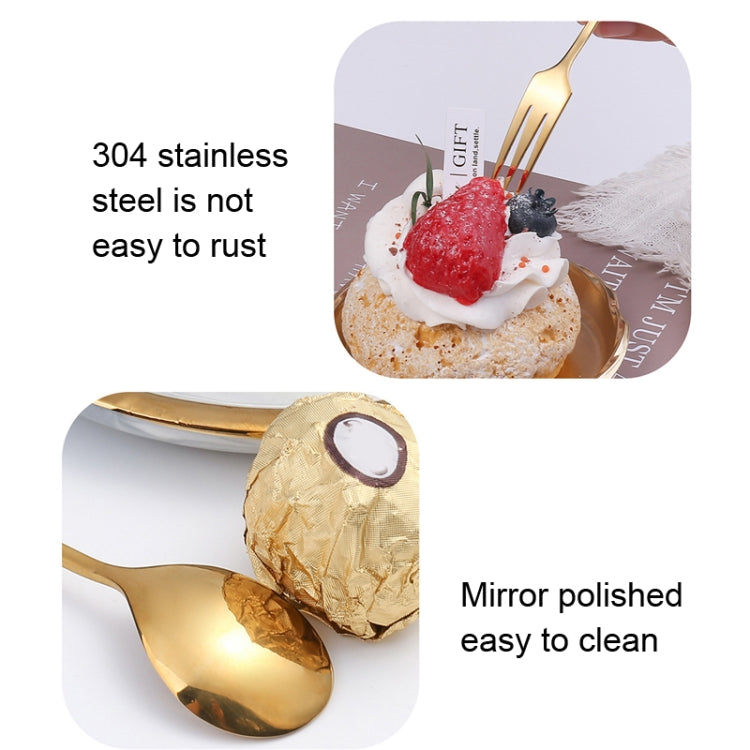 304 Stainless Steel Feather Spoon Fork Literary Tableware,Style: 3pcs Fork-Titanium Gold - Cutlery Sets by buy2fix | Online Shopping UK | buy2fix