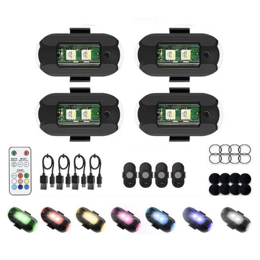 Vibration Remote Control Induction Motorcycle Wireless Strong Magnetic Warning Flash Light, Specification: 4 Light +1 RC - Signal Lights by buy2fix | Online Shopping UK | buy2fix