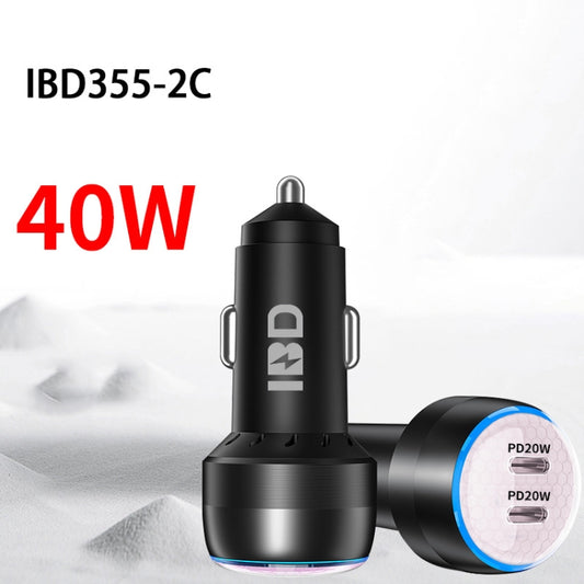 IBD355-2C PD20W+PD20W Smart Car Mobile Phone Charger(Yellow) - Car Charger by buy2fix | Online Shopping UK | buy2fix