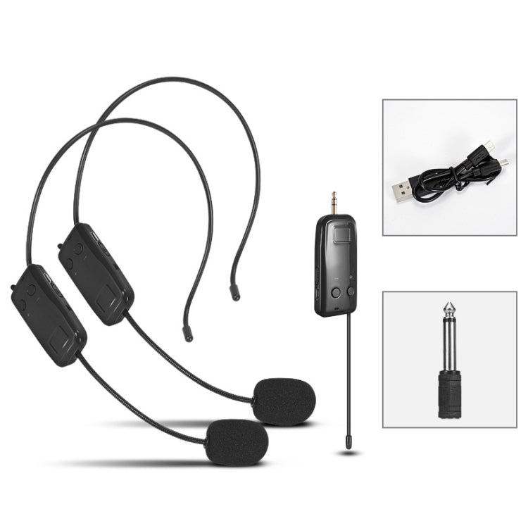 One For Two UHF Wireless Headset Microphone Lavalier Headset Amplifier - Microphone by buy2fix | Online Shopping UK | buy2fix