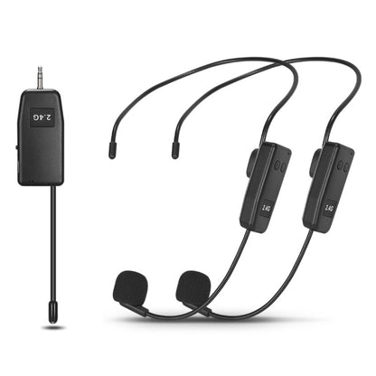 One For Two UHF Wireless Headset Microphone Lavalier Headset Amplifier - Microphone by buy2fix | Online Shopping UK | buy2fix