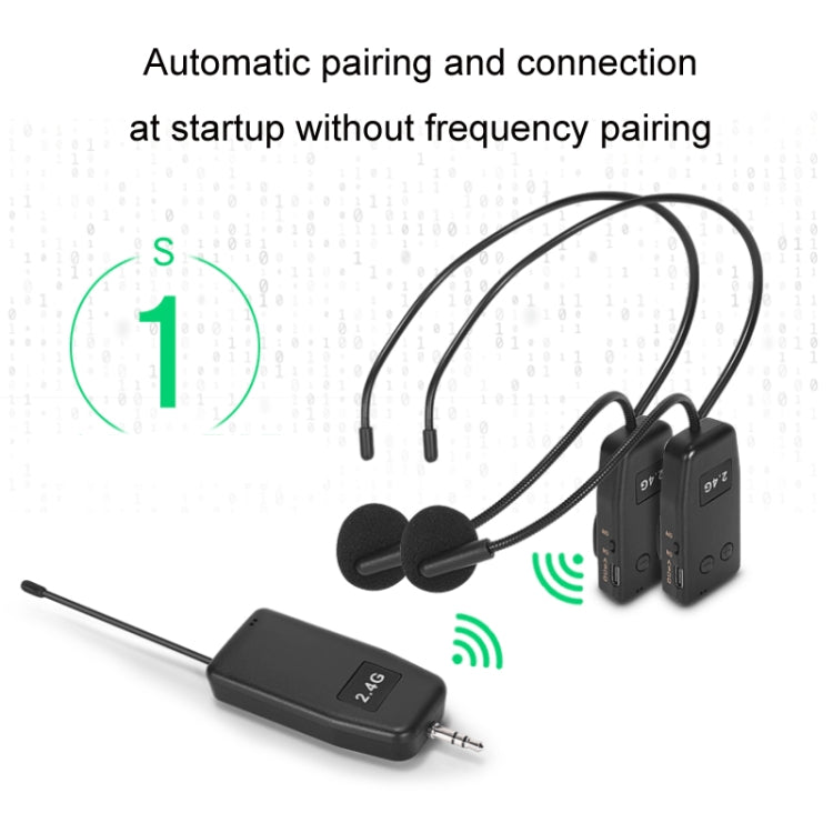 One For Two UHF Wireless Headset Microphone Lavalier Headset Amplifier - Microphone by buy2fix | Online Shopping UK | buy2fix