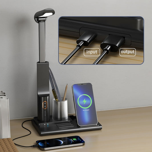 X5 15W Wireless Charging Folding Desk Lamp Phone Stand with Pen Holder(White) - Desk Lamps by buy2fix | Online Shopping UK | buy2fix