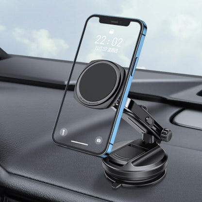Car Telescopic Suction Cup Rubber Bottom Strong Magnetic Mobile Phone Holder(Black) by buy2fix