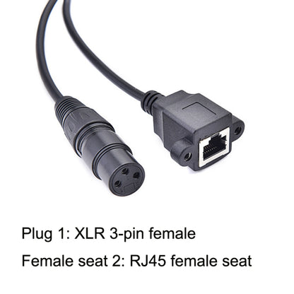 2pcs XLR 3 Pin Female To RJ45 Female Network Connector Adapter Converter Cable, Size: 30cm(Black) - Microphone Audio Cable & Connector by buy2fix | Online Shopping UK | buy2fix