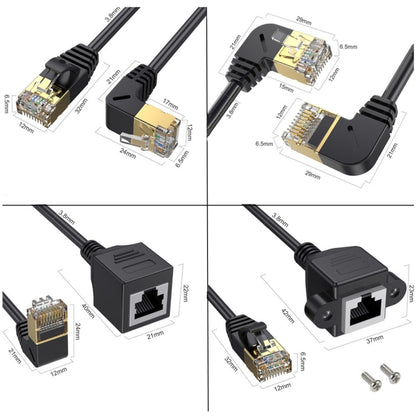 Down Bend 0.5m Cat 8 10G Transmission RJ45 Male To Female Computer Network Cable Extension Cable(Black) by buy2fix