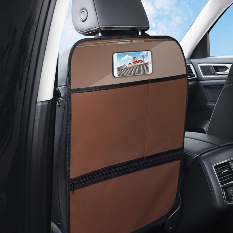 Car Seat Back Children Anti-kick Pad Back Rear Anti-dirty Universal Leather Protection Pad Storage Bag All Inclusive Version (Brown) by buy2fix