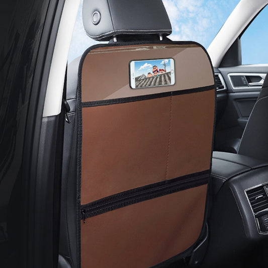 Car Seat Back Children Anti-kick Pad Back Rear Anti-dirty Universal Leather Protection Pad Storage Bag All Inclusive Version (Brown) by buy2fix