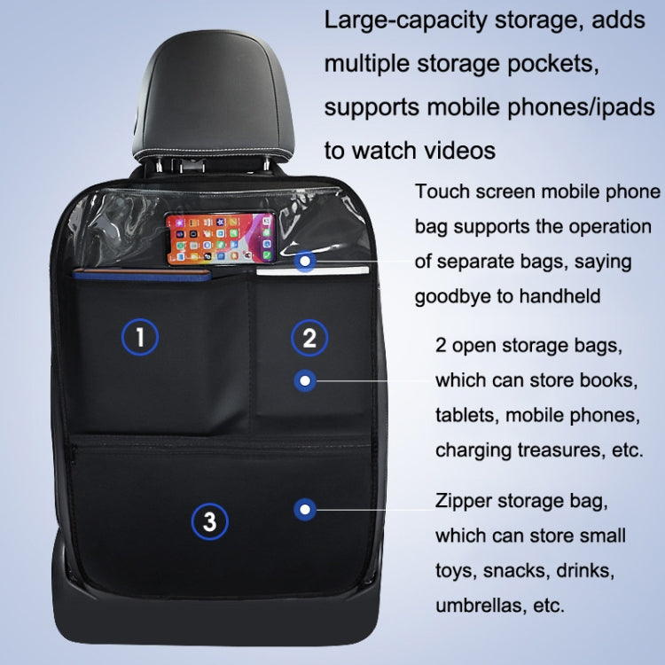 Car Seat Back Children Anti-kick Pad Back Rear Anti-dirty Universal Leather Protection Pad Storage Bag Half Pack Version (Black) by buy2fix