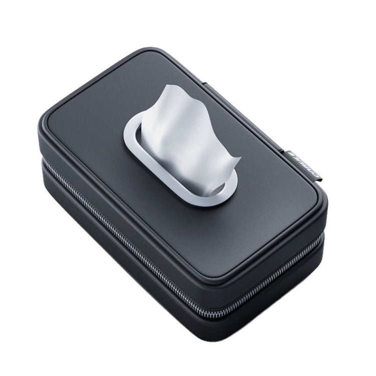 Car Sunshade Board Seat Back Tissue Box Multi-functional Elastic Belt Leather Paper Box(Black) by buy2fix