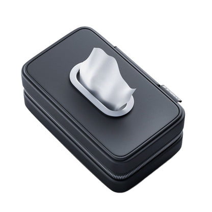 Car Sunshade Board Seat Back Tissue Box Multi-functional Elastic Belt Leather Paper Box(Black) by buy2fix