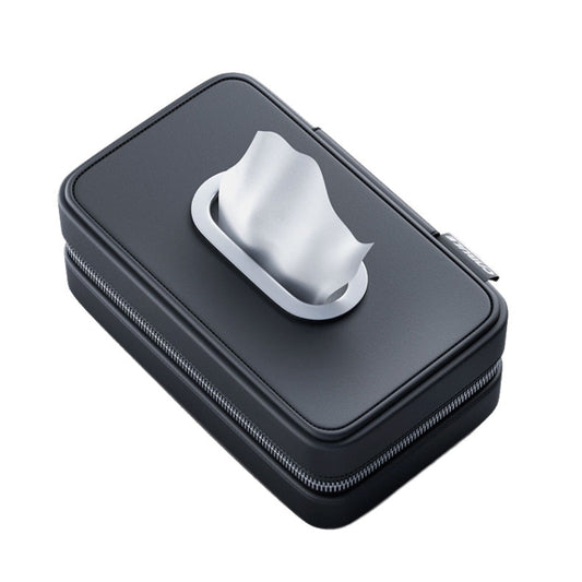 Car Sunshade Board Seat Back Tissue Box Multi-functional Elastic Belt Leather Paper Box(Black) by buy2fix