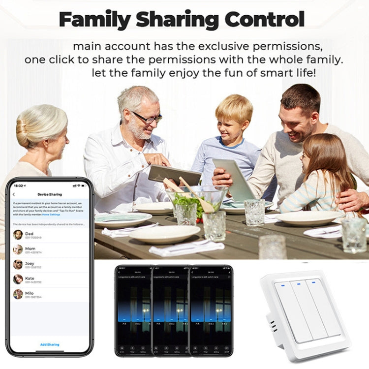 Tuya ZigBee Smart Single-fire Zero-fire Sharing Switch Phone Control Voice Panel EU Plug, Spec: 3 Buttons - Smart Switch by buy2fix | Online Shopping UK | buy2fix