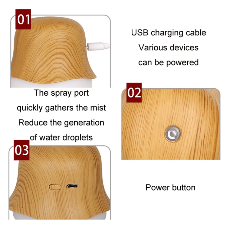 Desktop USB Humidifier Wood Grain Air Aromatherapy Night Light(Light Color) - Air Purifiers & Accessories by buy2fix | Online Shopping UK | buy2fix