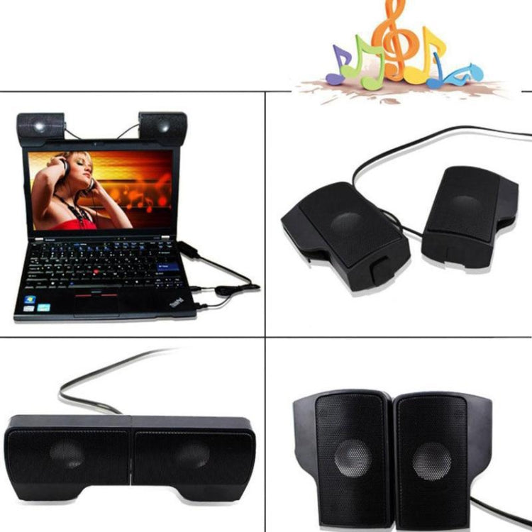 Mini Clip-On USB Stereo Speaker Soundbar for Notebook Laptop PC Desktop Tablet(Black) by buy2fix