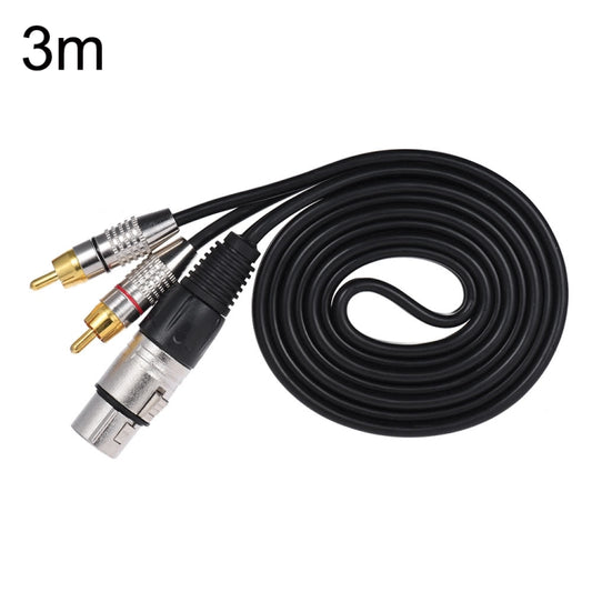 XLR Female To 2RCA Male Plug Stereo Audio Cable, Length: 3m - Microphone Audio Cable & Connector by buy2fix | Online Shopping UK | buy2fix