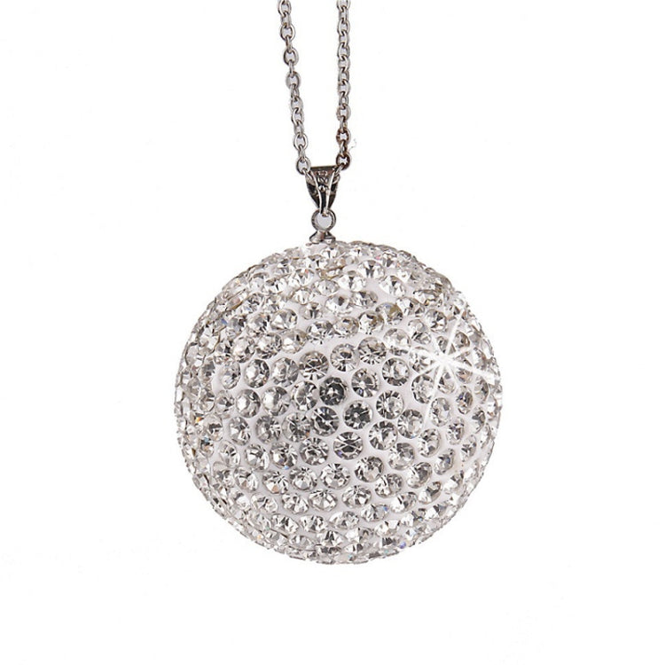 Car Diamond Crystal Ball Rearview Mirror Decoration Pendant(White) by buy2fix