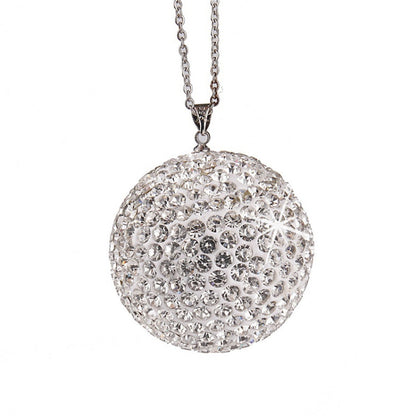 Car Diamond Crystal Ball Rearview Mirror Decoration Pendant(White) by buy2fix