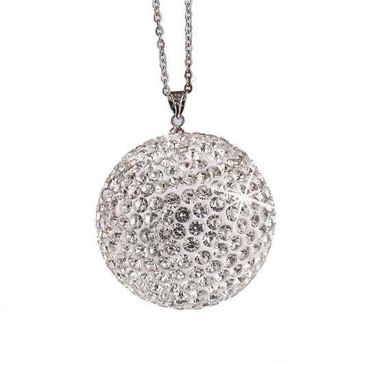 Car Diamond Crystal Ball Rearview Mirror Decoration Pendant(White) by buy2fix