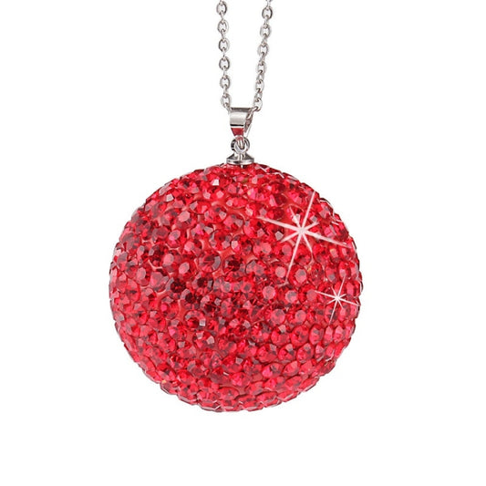 Car Diamond Crystal Ball Rearview Mirror Decoration Pendant(Red) by buy2fix