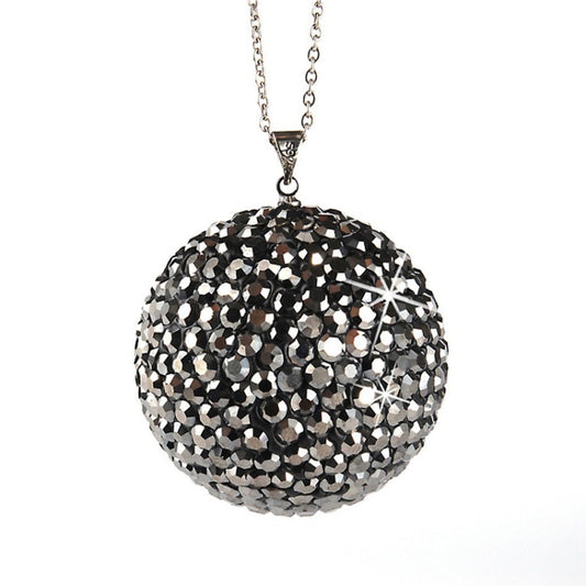 Car Diamond Crystal Ball Rearview Mirror Decoration Pendant(Shiny Black) by buy2fix