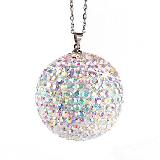 Car Diamond Crystal Ball Rearview Mirror Decoration Pendant(AB Colorful) by buy2fix