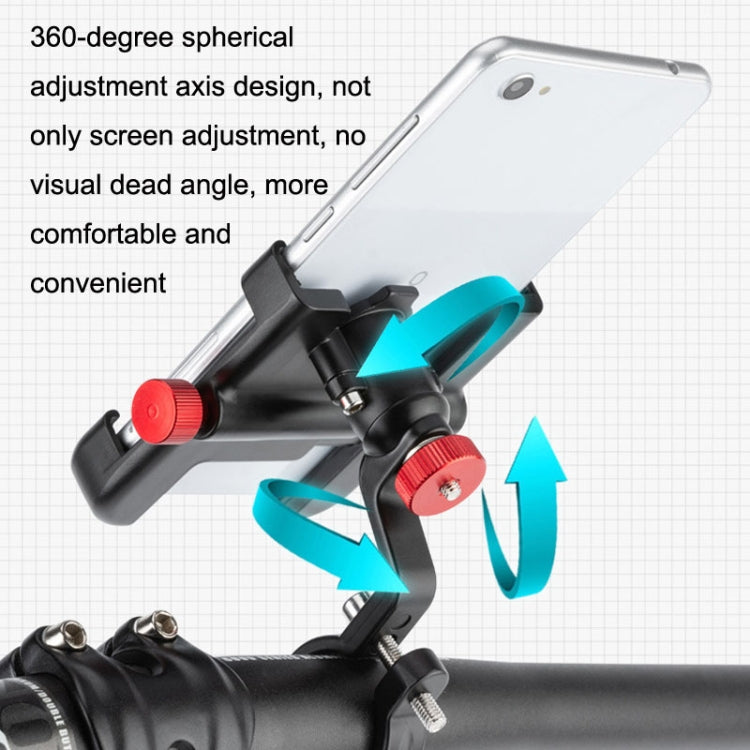 PROMEND SJJ-297 Aluminum Alloy Rotation Adjustable Bicycle Mobile Phone Bracket(Titanium) by buy2fix