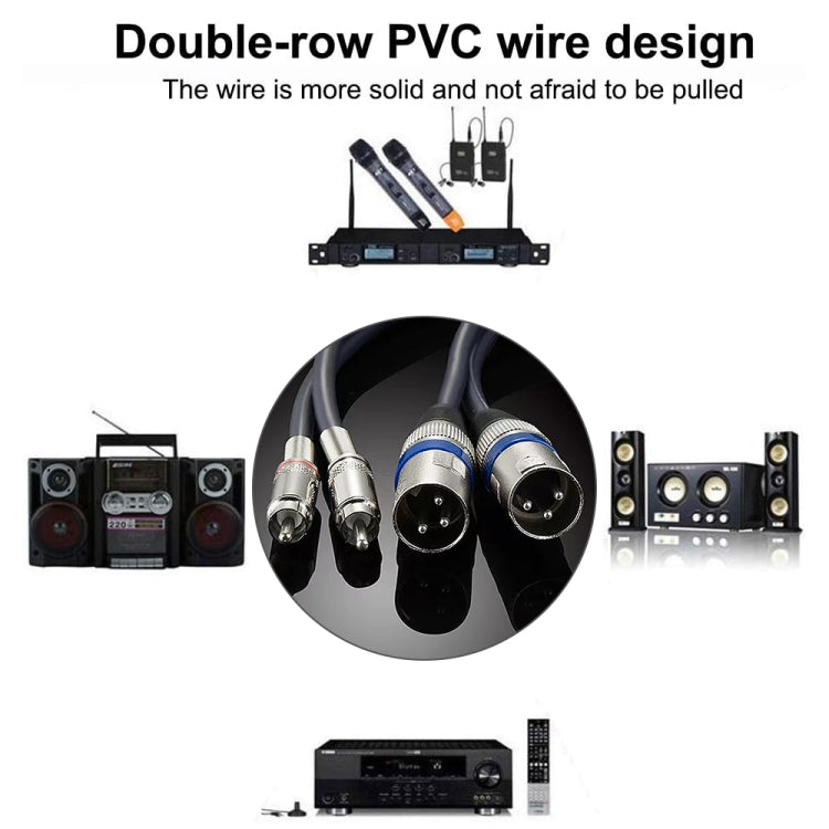 2RCA Male 2XLR Caron Male Speaker Audio Balance Cable, Length: 5m - Microphone Audio Cable & Connector by buy2fix | Online Shopping UK | buy2fix