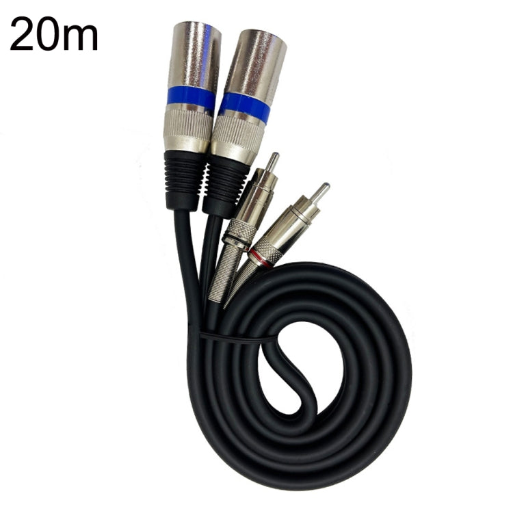2RCA Male 2XLR Caron Male Speaker Audio Balance Cable, Length: 20m by buy2fix