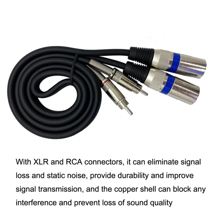 2RCA Male 2XLR Caron Male Speaker Audio Balance Cable, Length: 20m by buy2fix