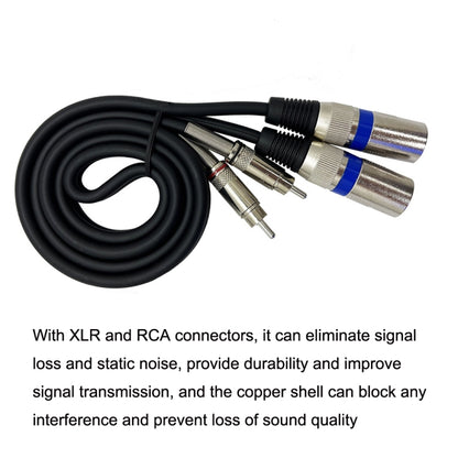 2RCA Male 2XLR Caron Male Speaker Audio Balance Cable, Length: 20m by buy2fix